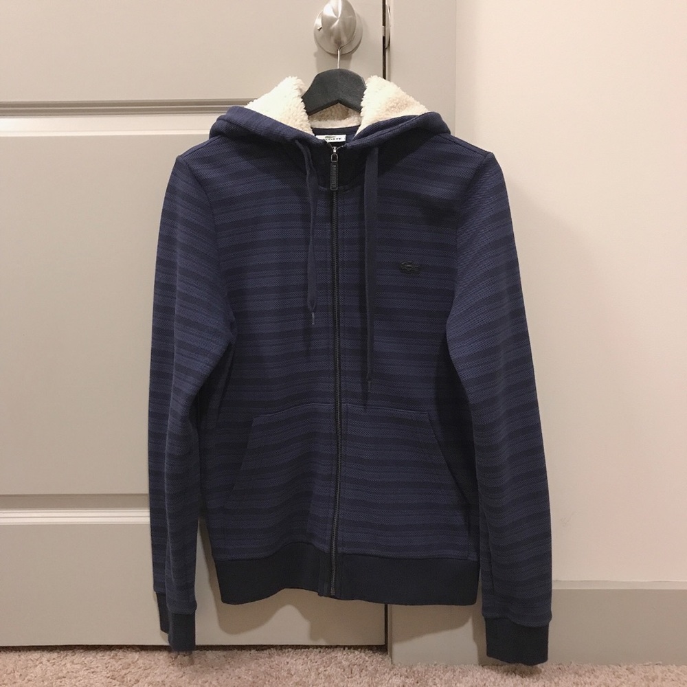 LACOSTE zip-up with fur hood